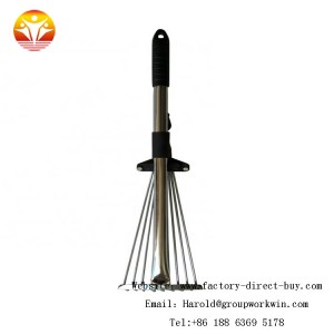 Quality long handle all-steel mini adjustable lawn rake for gardens